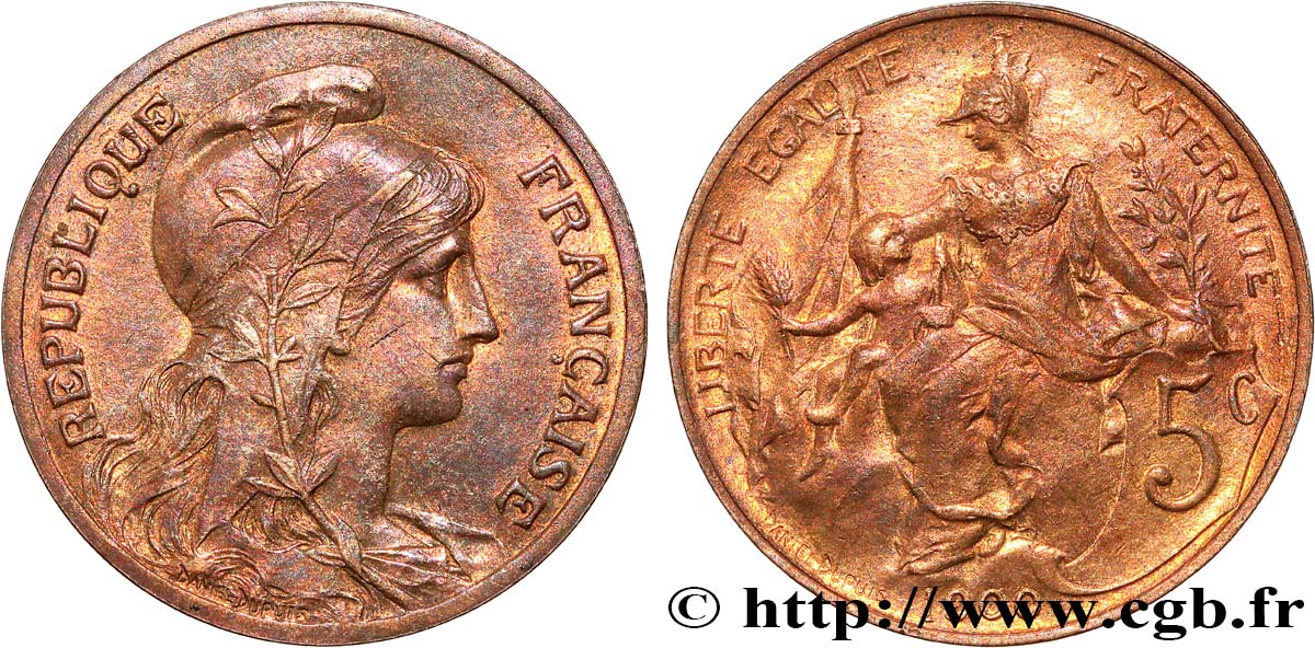 5 centimes Daniel-Dupuis 1900  F.119/9 TTB+ 