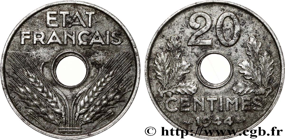 20 centimes fer 1944  F.154/3 VF 