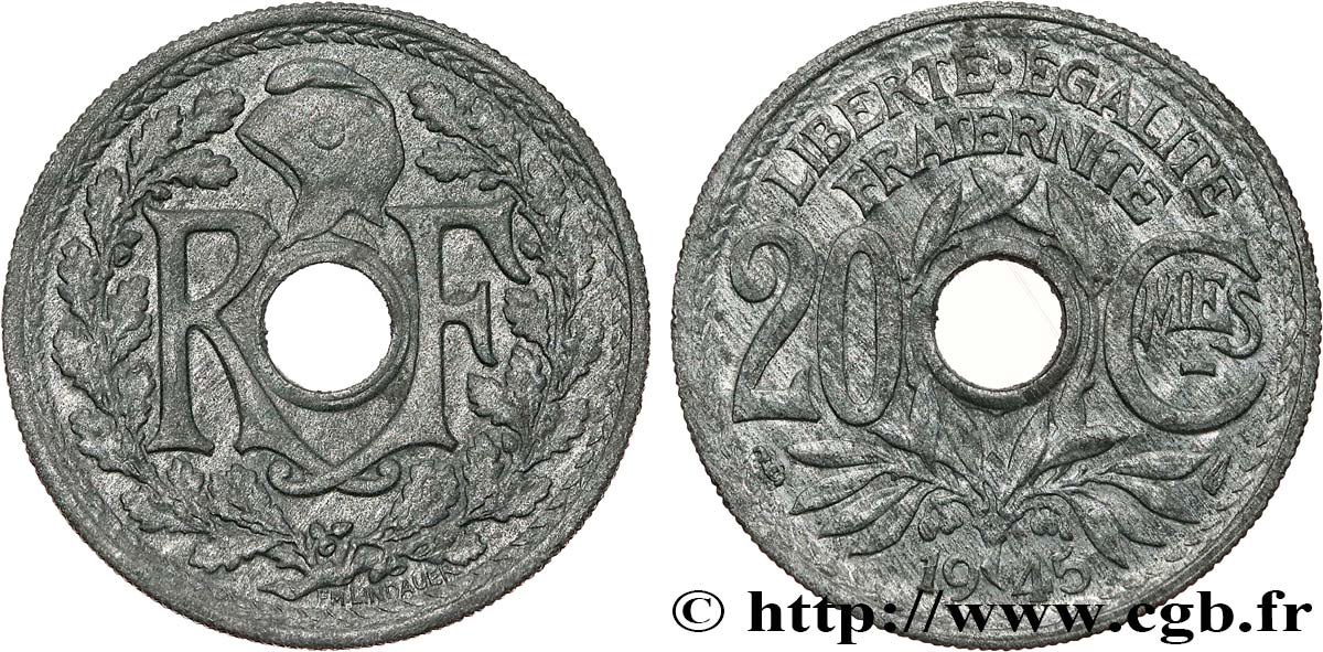 20 centimes Lindauer 1945  F.155/2 SUP55 