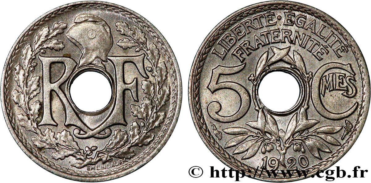 5 centimes Lindauer, petit module 1920  F.122/2 SUP62 