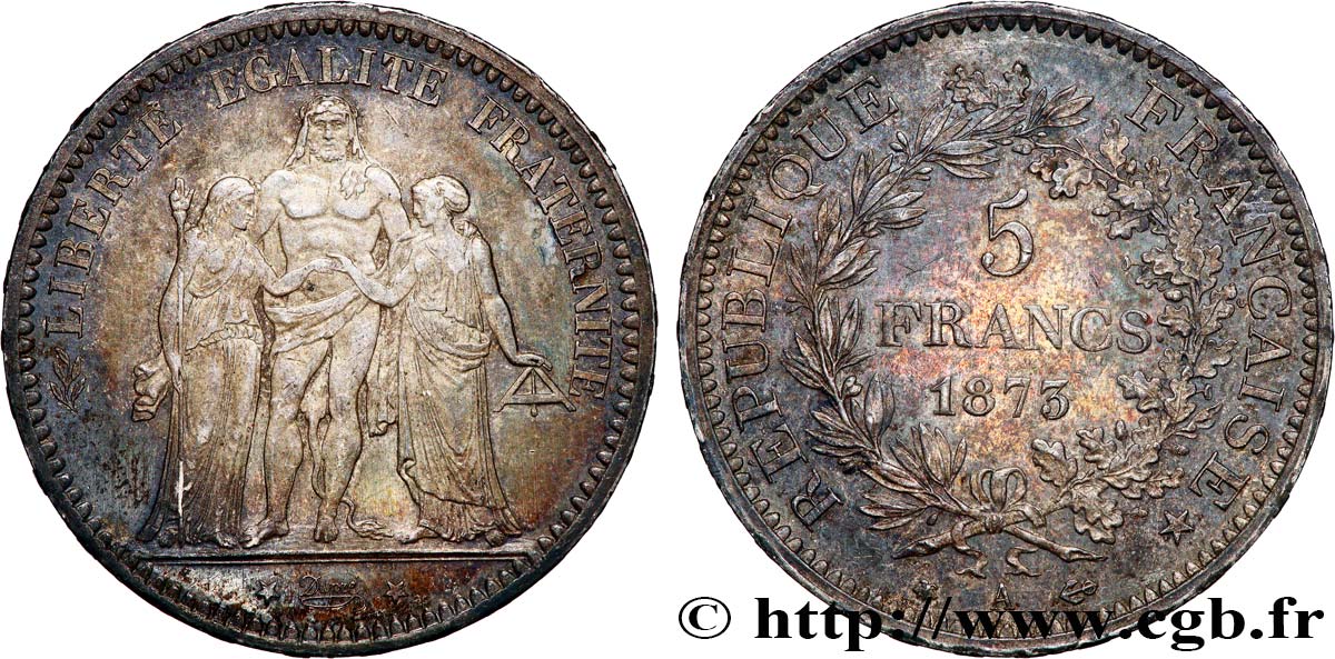 5 francs Hercule 1873 Paris F.334/9 VZ 