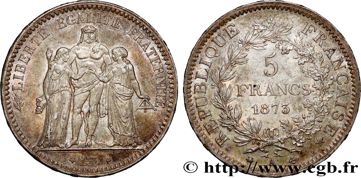 5 francs Hercule 1873 Paris F.334/9 SUP58 