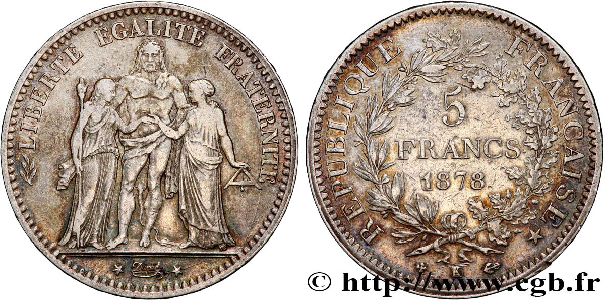 5 francs Hercule 1878 Bordeaux F.334/23 VF 