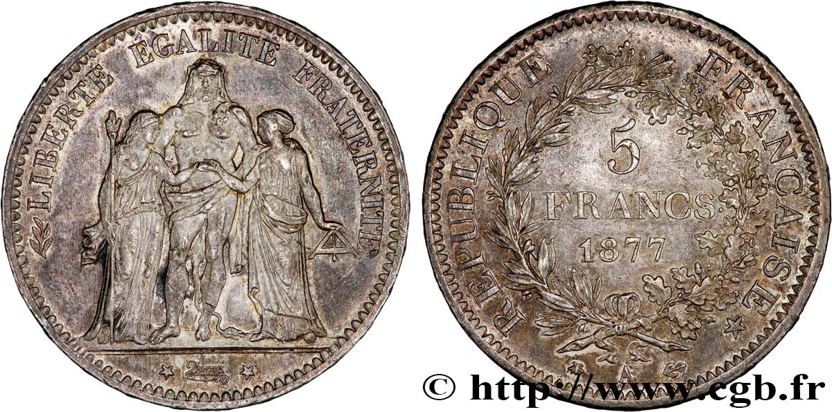 5 francs Hercule 1877 Paris F.334/19 q.SPL 