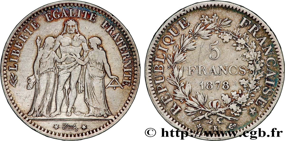 5 francs Hercule 1878 Bordeaux F.334/23 TB 