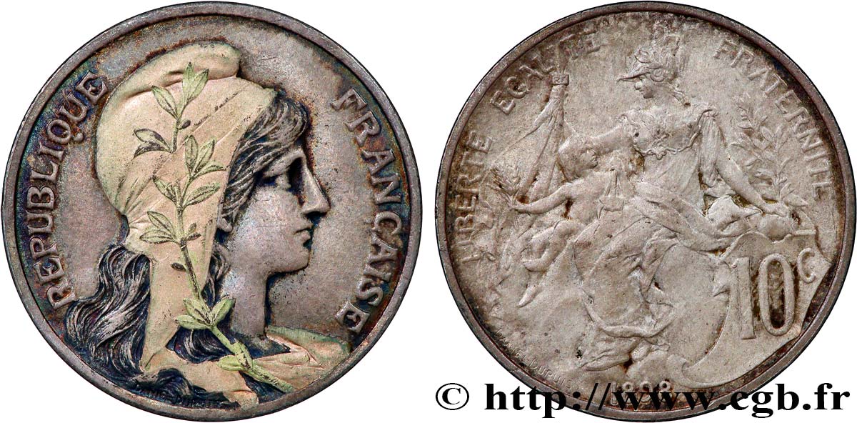 10 centimes Daniel-Dupuis, argenté et doré 1898 Paris F.136/5 var. EBC 