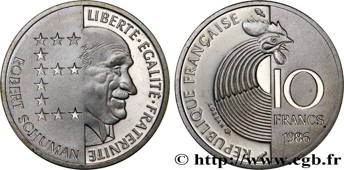 Belle Épreuve argent 10 francs Schuman 1986  F5.1303 2 FDC 