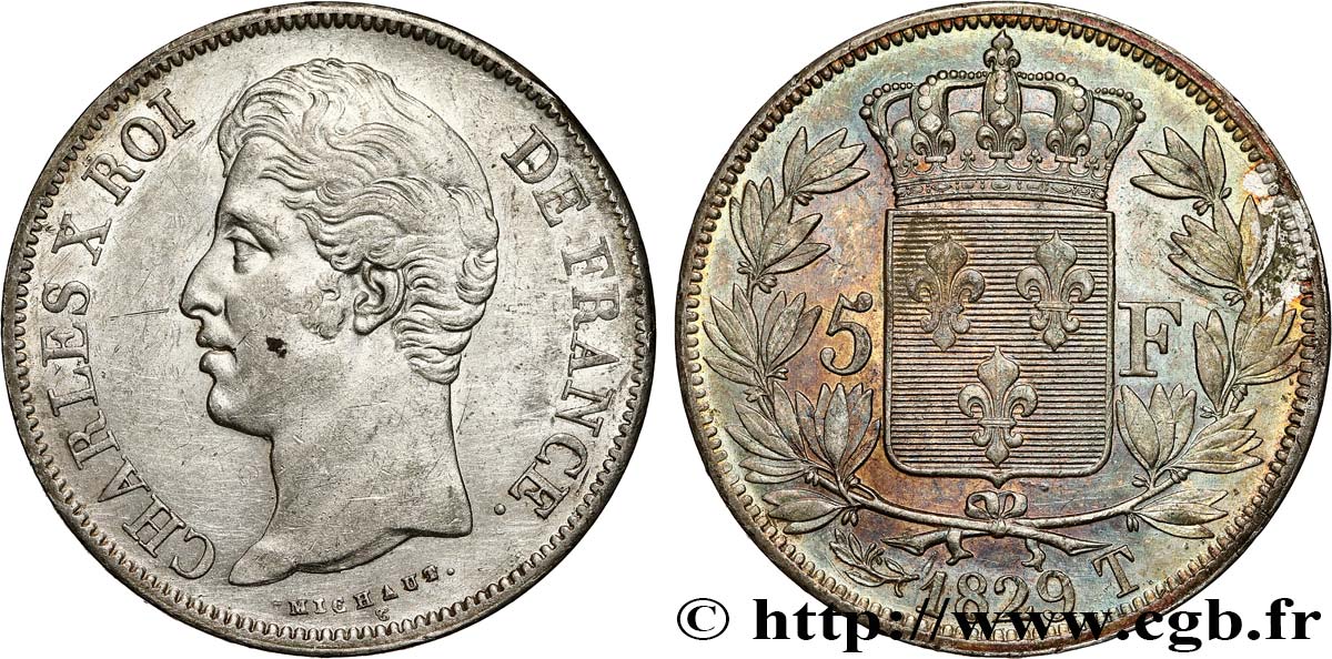 5 francs Charles X, 2e type 1829 Nantes F.311/38 fVZ 