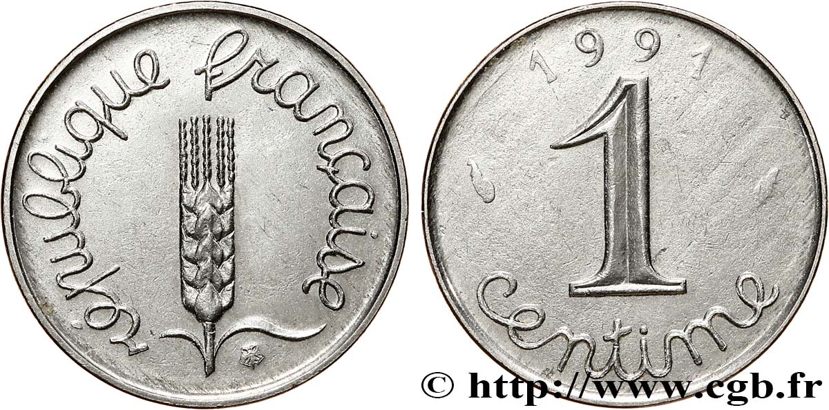 1 centime Épi, frappe monnaie 1991 Pessac F.106/48 MBC 