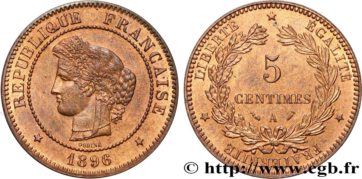 5 centimes Cérès 1896 Paris F.118/37 MS63 
