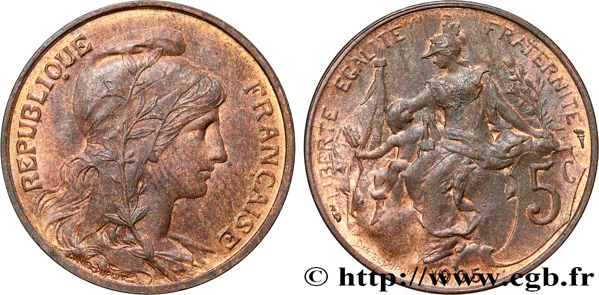 5 centimes Daniel-Dupuis 1905  F.119/15 EBC60 