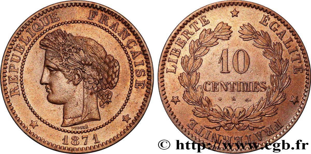 10 centimes Cérès 1871 Bordeaux F.135/7 TTB 