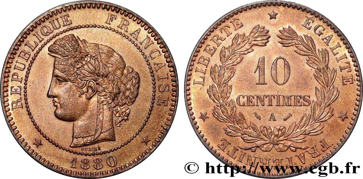 10 centimes Cérès 1880 Paris F.135/24 SPL64 