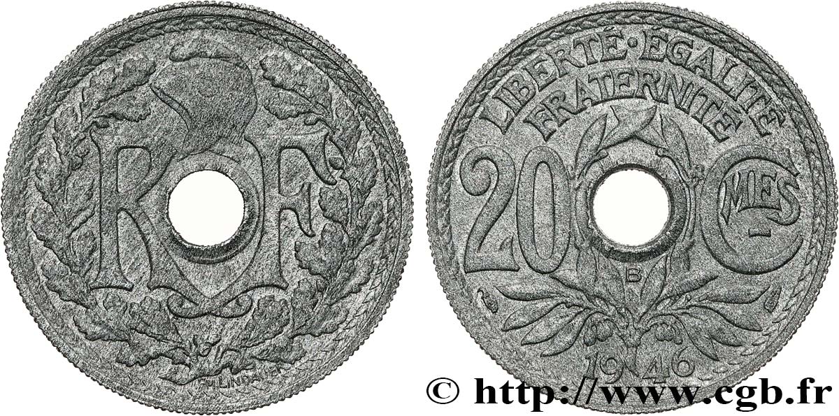 20 centimes Lindauer 1946 Beaumont-Le-Roger F.155/6 EBC58 