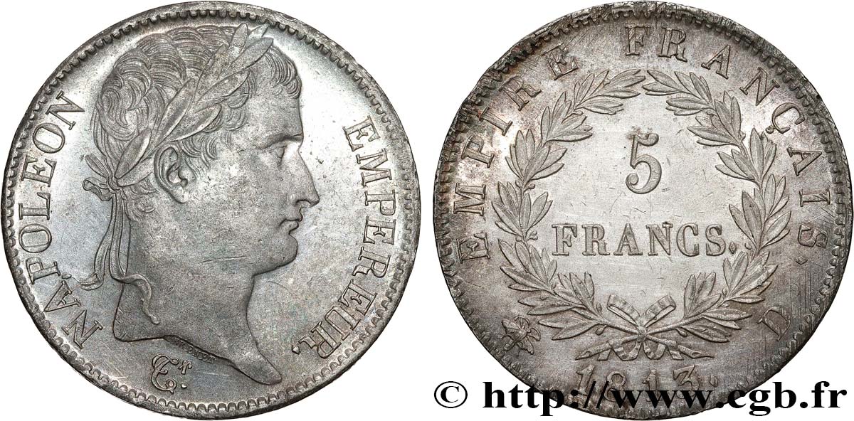 5 francs Napoléon Empereur, Empire français 1813 Lyon F.307/62 SUP+ 