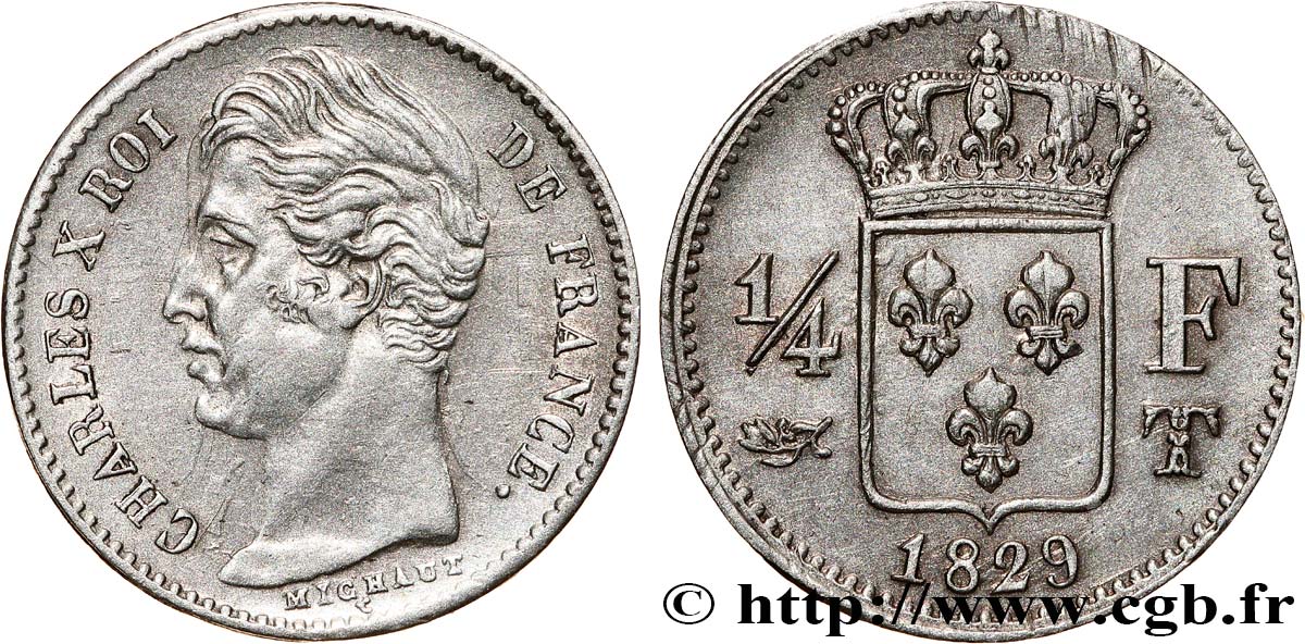 1/4 franc Charles X 1829 Nantes F.164/37 BB53 