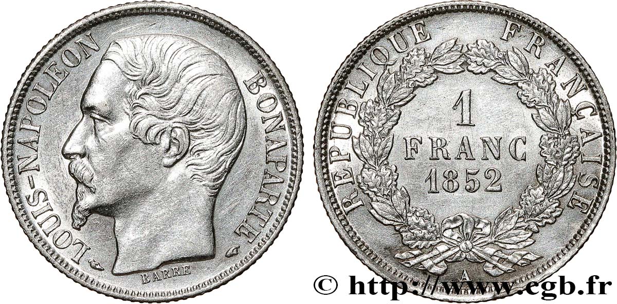 1 franc Louis-Napoléon 1852 Paris F.212/1 EBC 