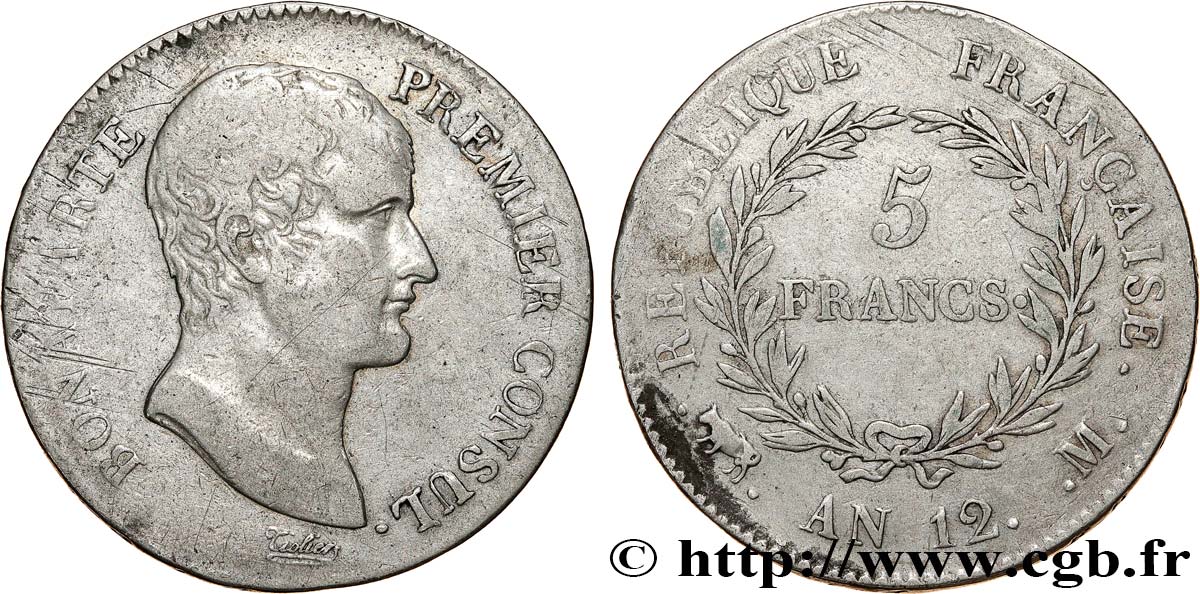 5 francs Bonaparte Premier Consul 1804 Toulouse F.301/20 BC+ 