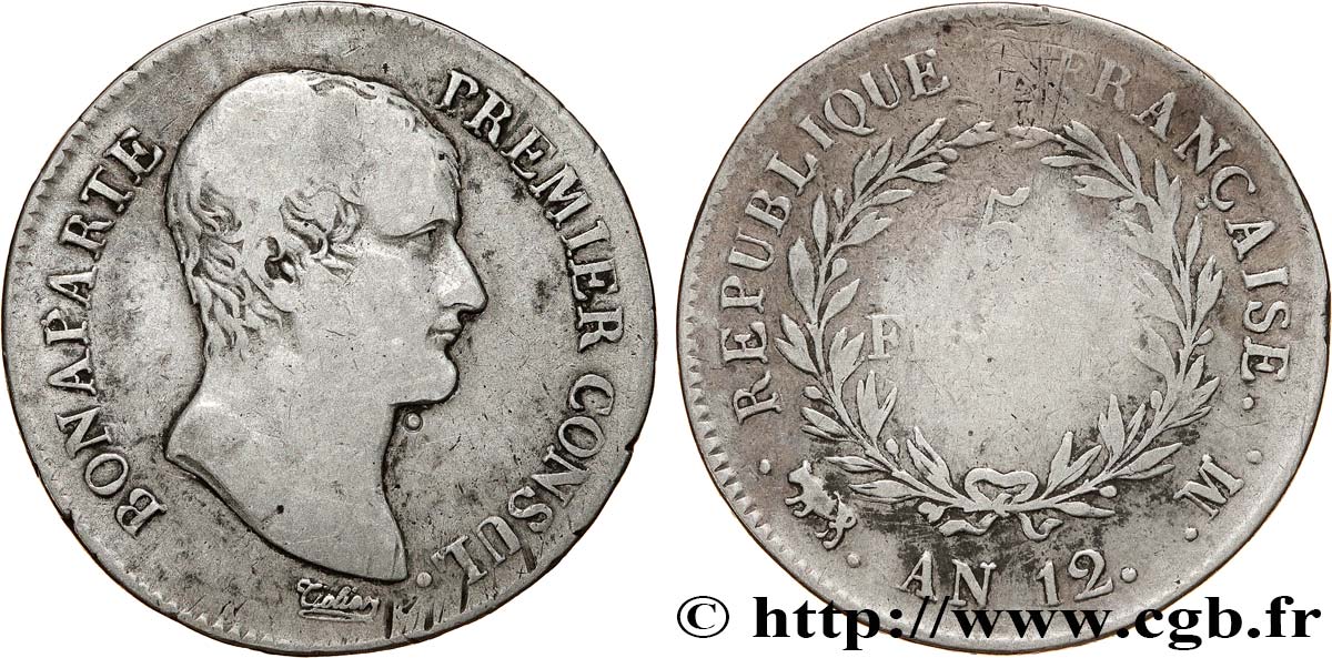 5 francs Bonaparte Premier Consul 1804 Toulouse F.301/20 F 