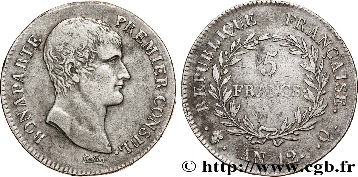 5 francs Bonaparte Premier Consul 1804 Perpignan F.301/23 TTB40 