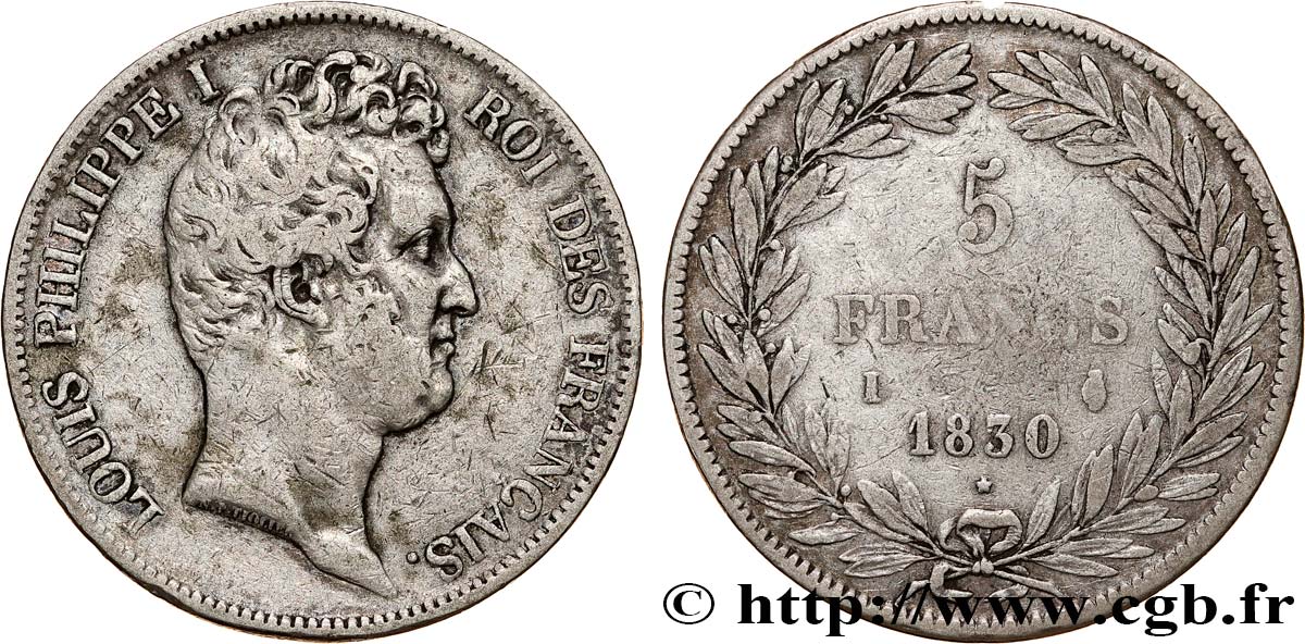 5 francs type Tiolier avec le I, tranche en creux 1830 Limoges F.315/6 TB25 