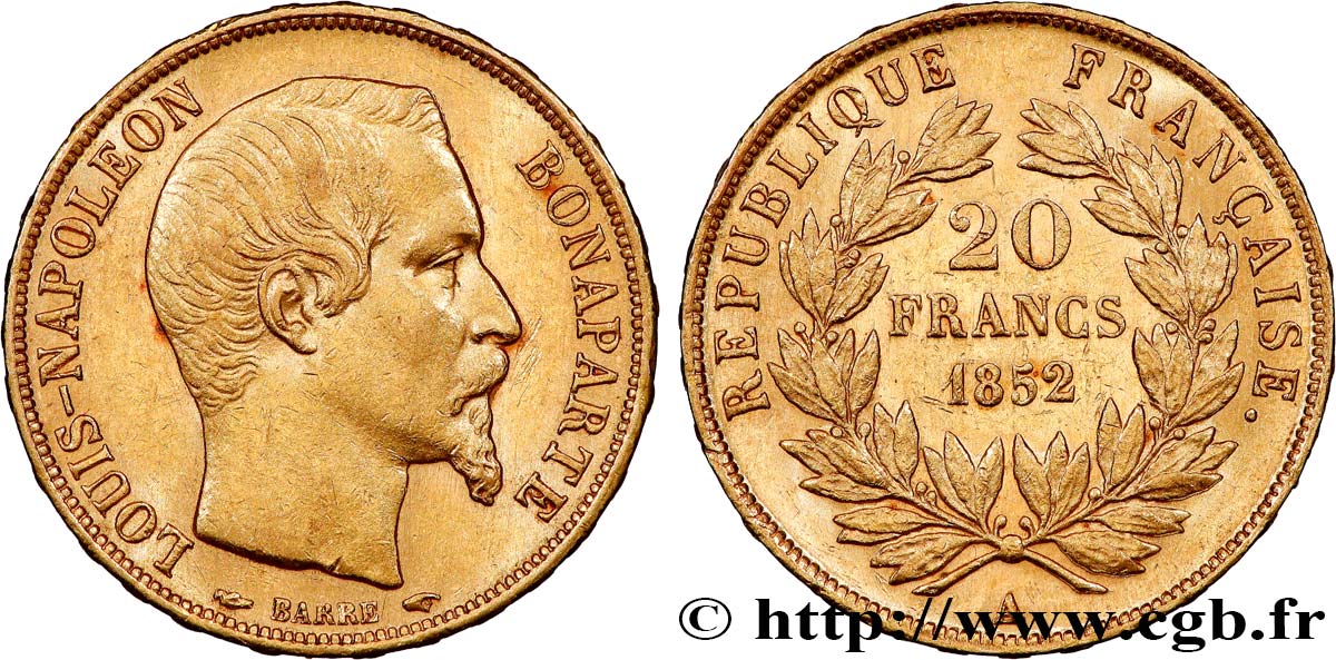 20 francs or Louis-Napoléon 1852 Paris F.530/1 SUP+ 