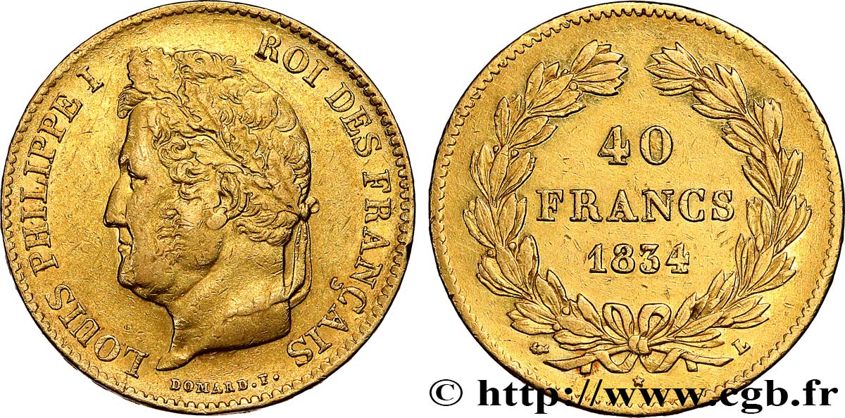 40 francs or Louis-Philippe 1834 Bayonne F.546/7 SS 