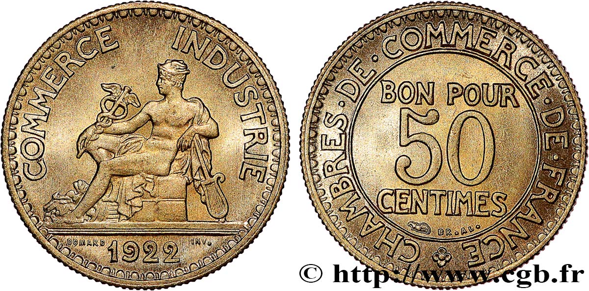 50 centimes Chambres de Commerce 1922 Paris F.191/4 FDC66 