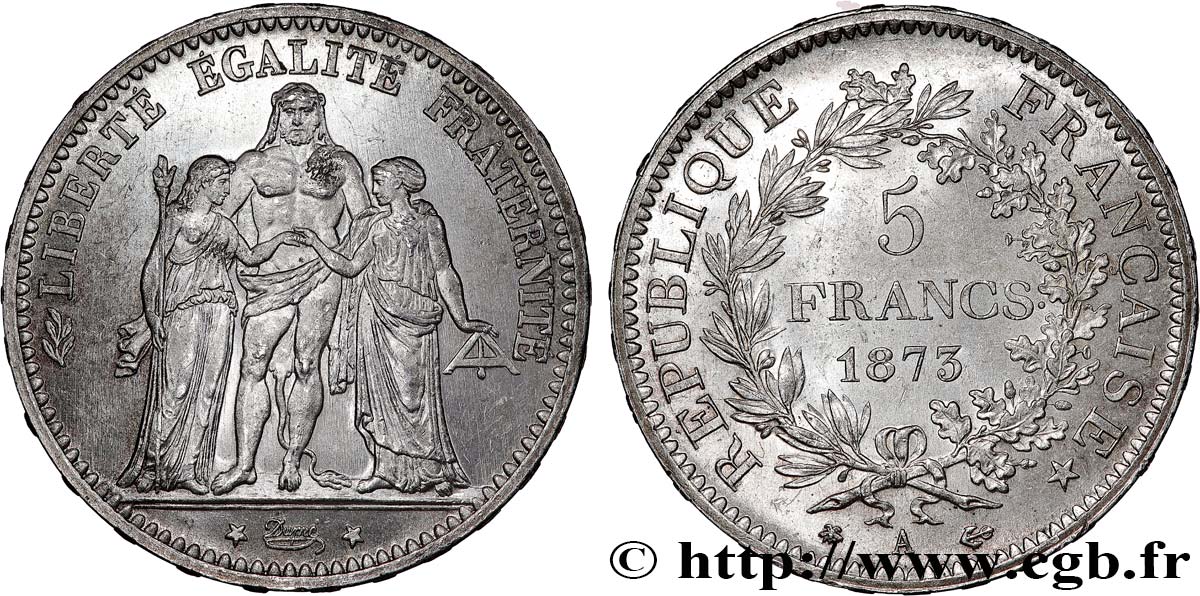 5 francs Hercule 1873 Paris F.334/9 MS62 