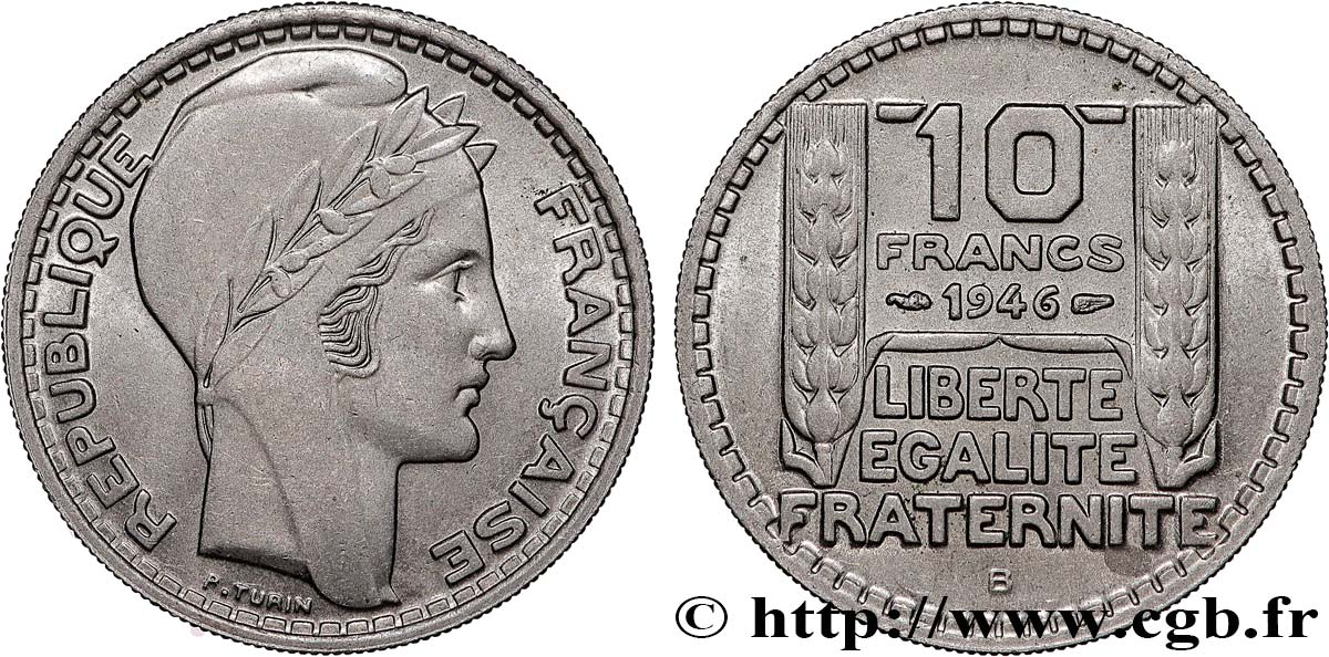 10 francs Turin, grosse tête, rameaux longs 1946 Beaumont-Le-Roger F.361/4 VZ62 