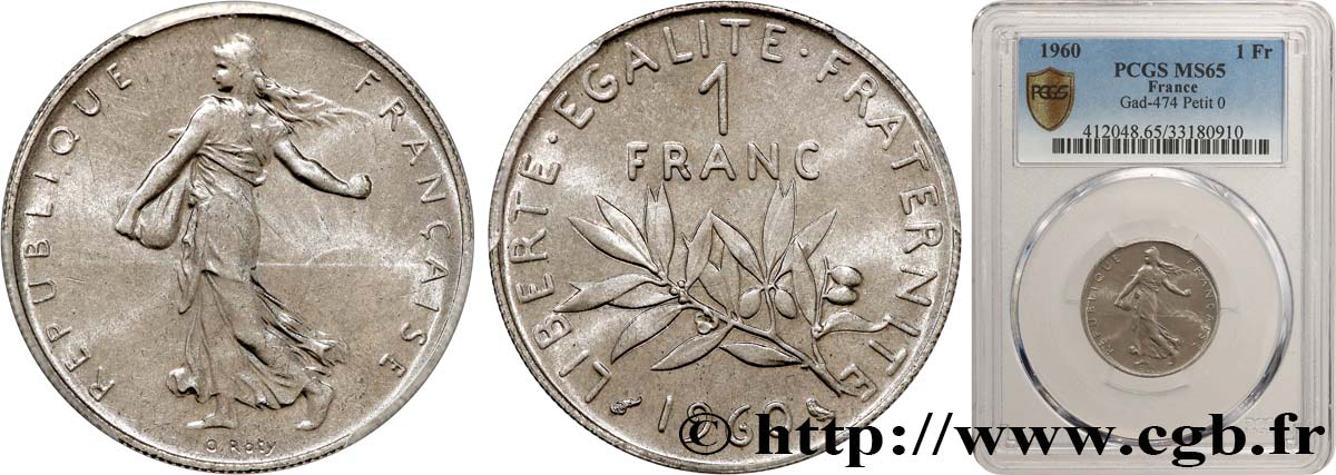 1 franc Semeuse, nickel 1960 Paris F.226/4 ST65 PCGS