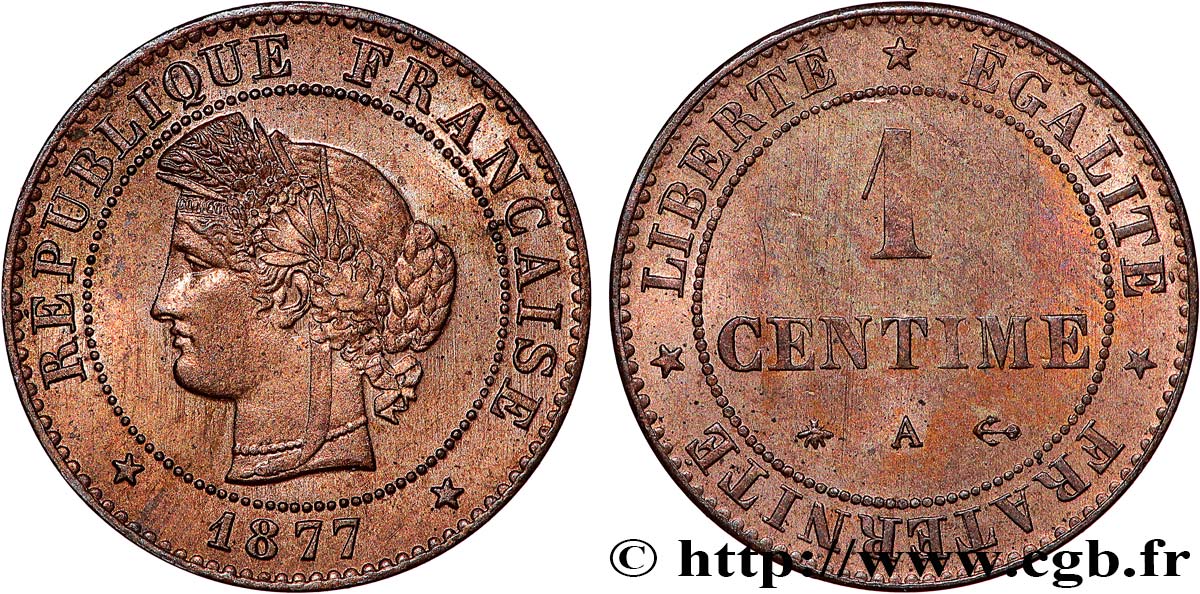 1 centime Cérès 1877 Paris F.104/6 SUP62 