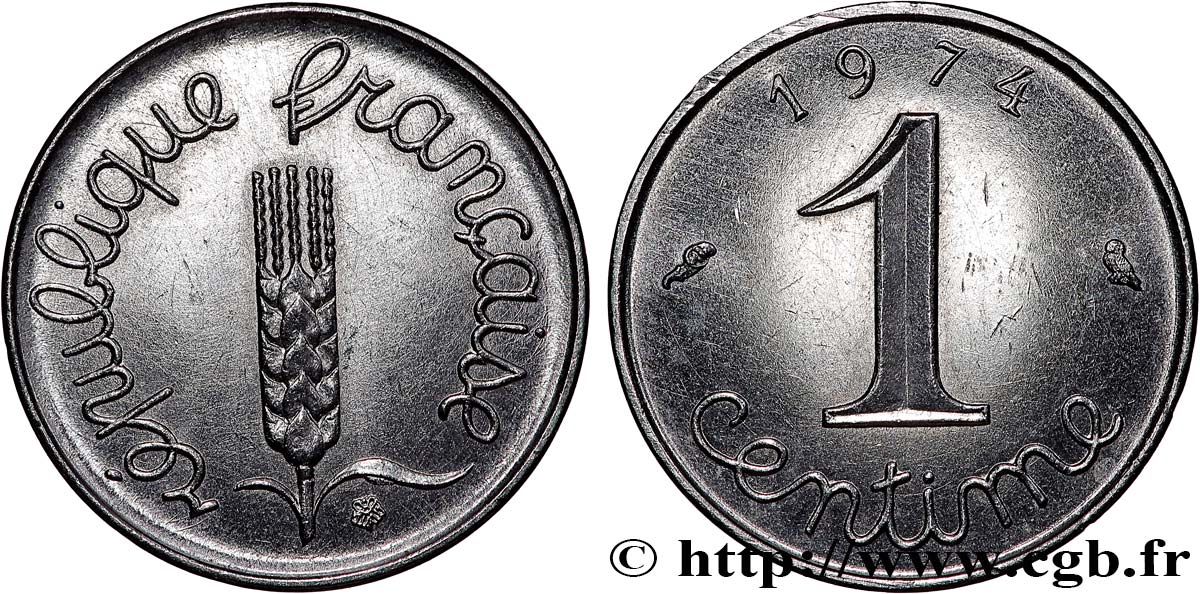 1 centime Épi, avec rebord 1974 Pessac F.106/26 SPL63 