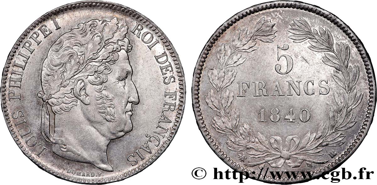 5 francs IIe type Domard 1840 Strasbourg F.324/85 VZ58 