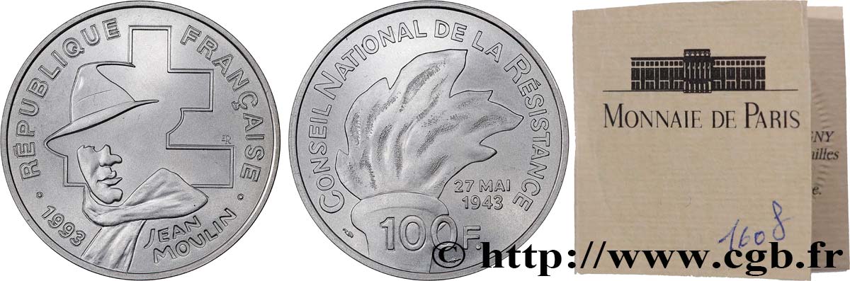 Brillant Universel 100 francs - Jean Moulin 1993 Paris F5.1627 3 FDC 