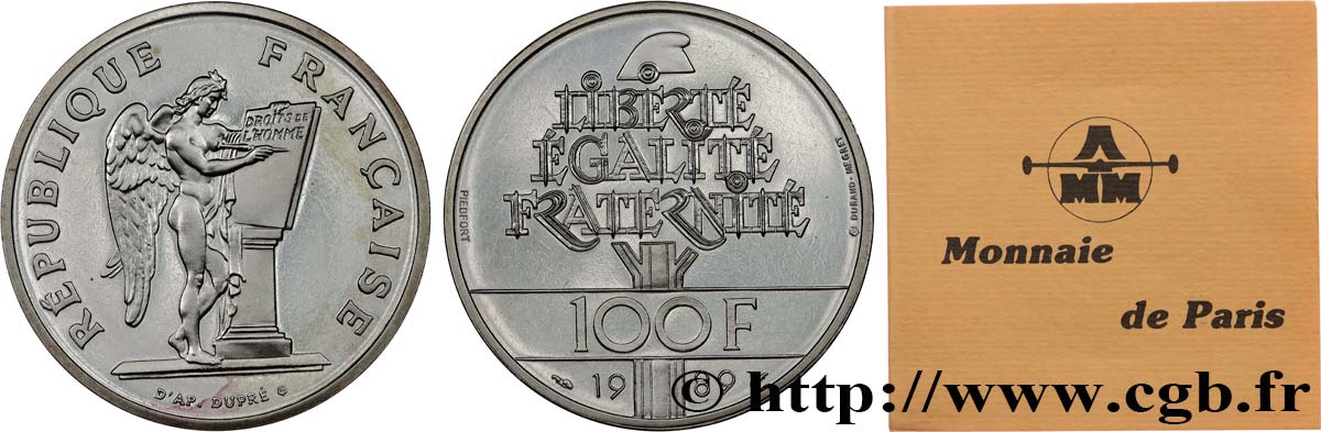 Piéfort Brillant Universel de 100 francs Droits de l Homme 1989 Pessac GEM.238 P1 FDC 