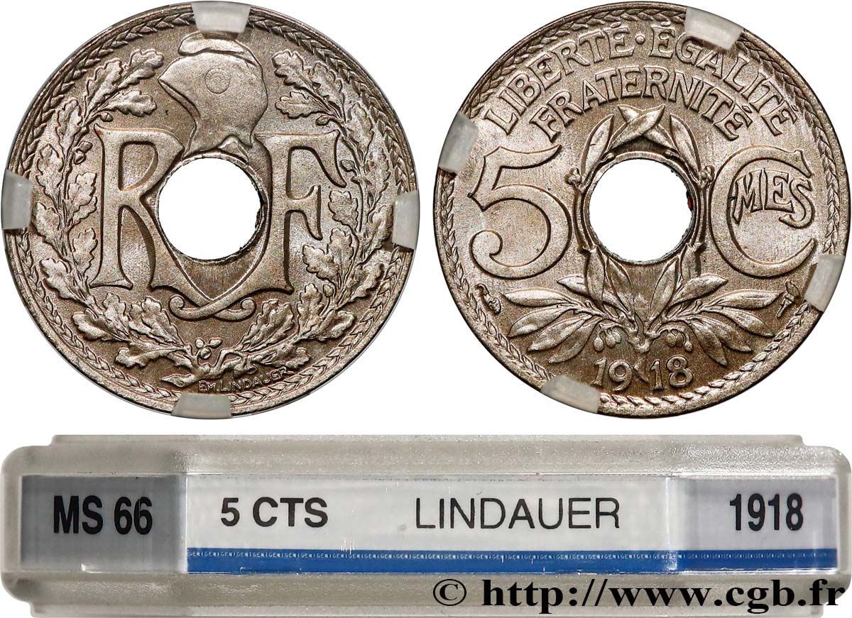 5 centimes Lindauer, grand module 1918 Paris F.121/2 FDC66 GENI
