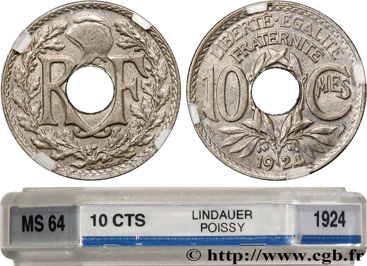 10 centimes Lindauer 1924 Poissy F.138/11 SPL64 GENI