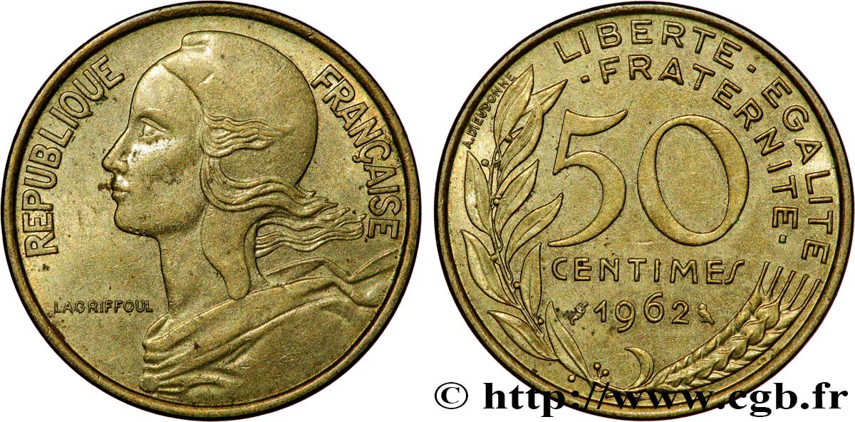 50 centimes Marianne, col à 4 plis 1962 Paris F.197/3 TTB50 