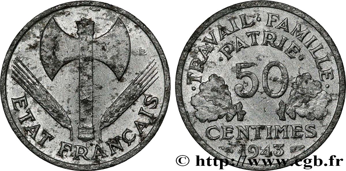 50 centimes Francisque, lourde 1943  F.195/4 MB 