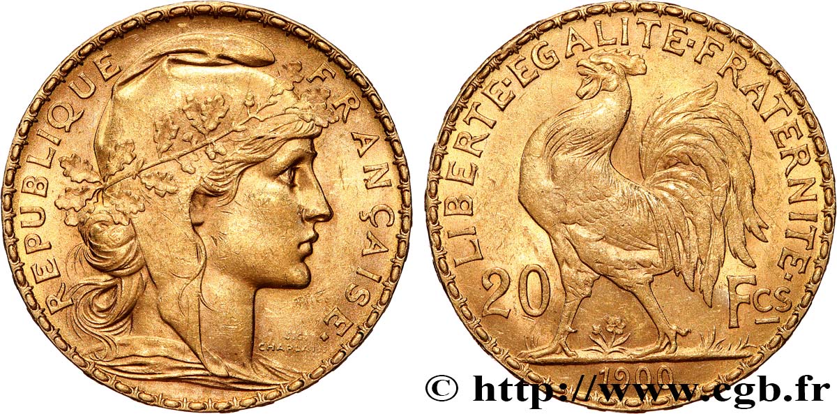 20 francs or Coq, Dieu protège la France 1900 Paris F.534/4 EBC55 
