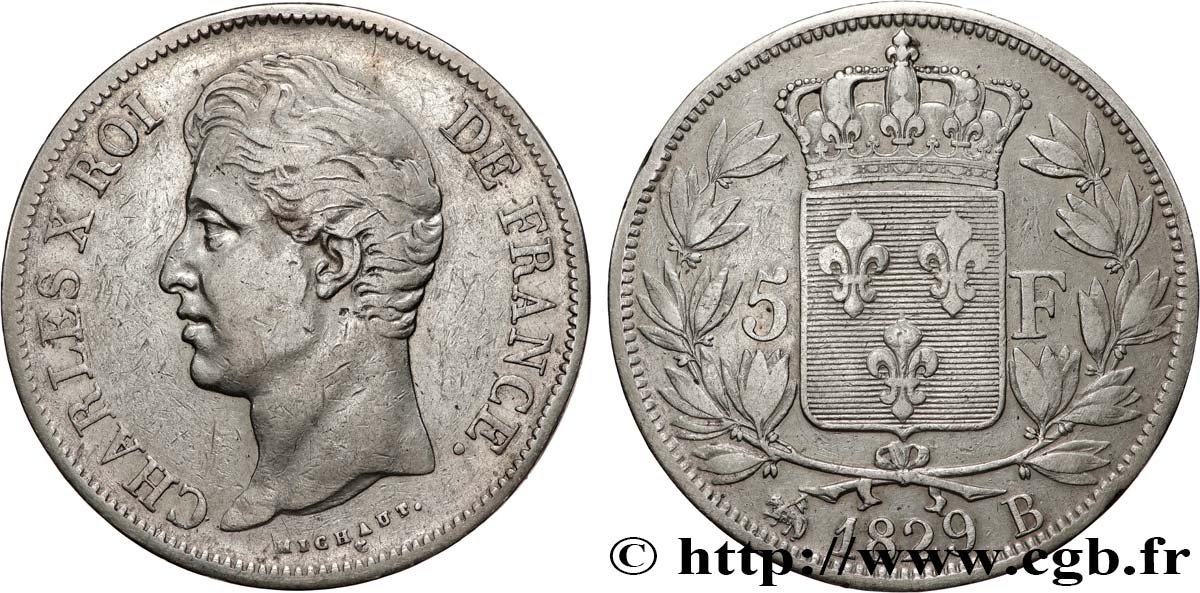 5 francs Charles X, 2e type 1829 Rouen F.311/28 TB+ 