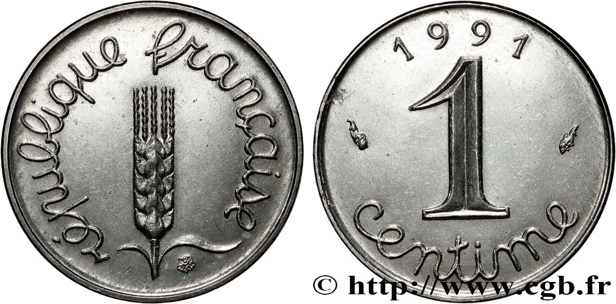 1 centime Épi, frappe monnaie 1991 Pessac F.106/48 SUP62 