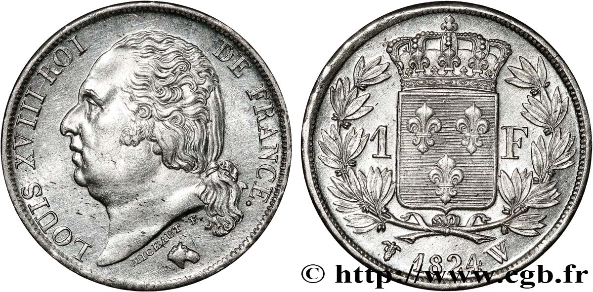 1 franc Louis XVIII 1824 Lille F.206/66 SUP+ 