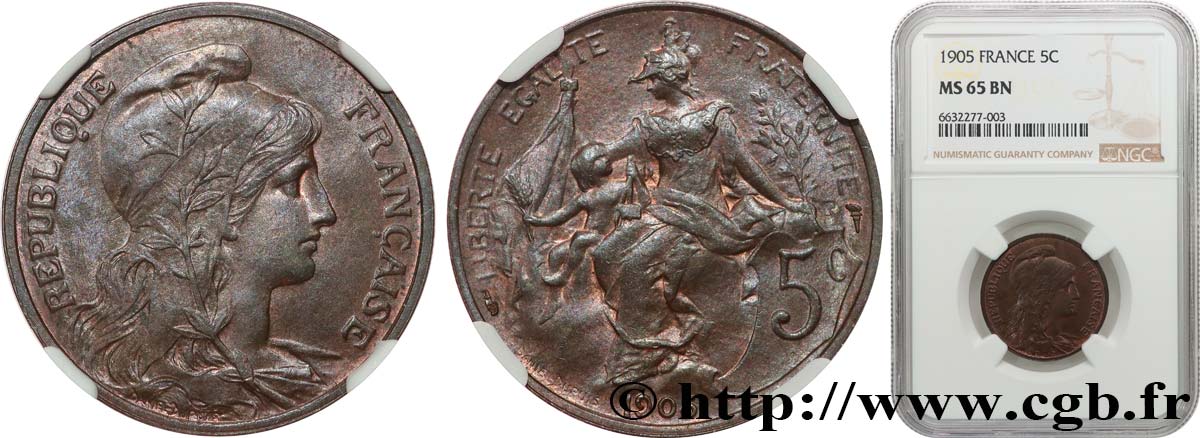 5 centimes Daniel-Dupuis 1905  F.119/15 FDC65 NGC