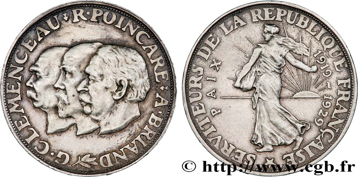 Module de 20 francs argent, 10e anniversaire de la Paix 1929 Paris GEM.254 1 VZ 