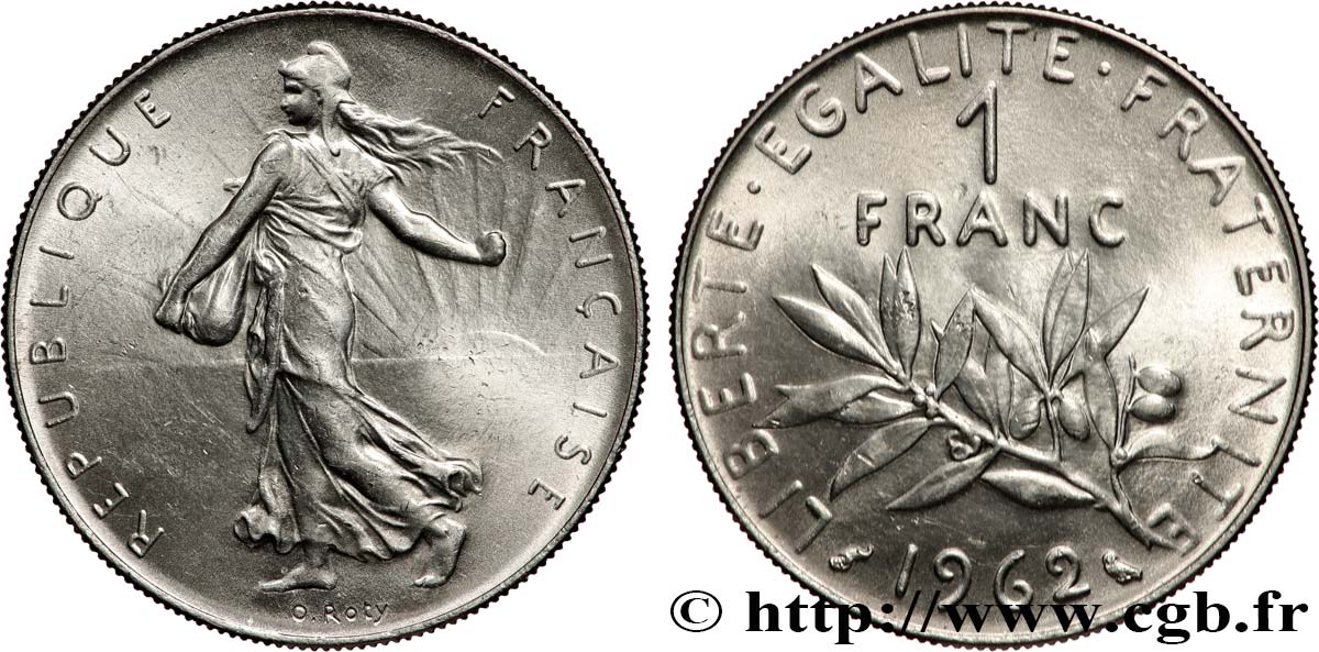 1 franc Semeuse, nickel 1962 Paris F.226/7 SUP62 GENI