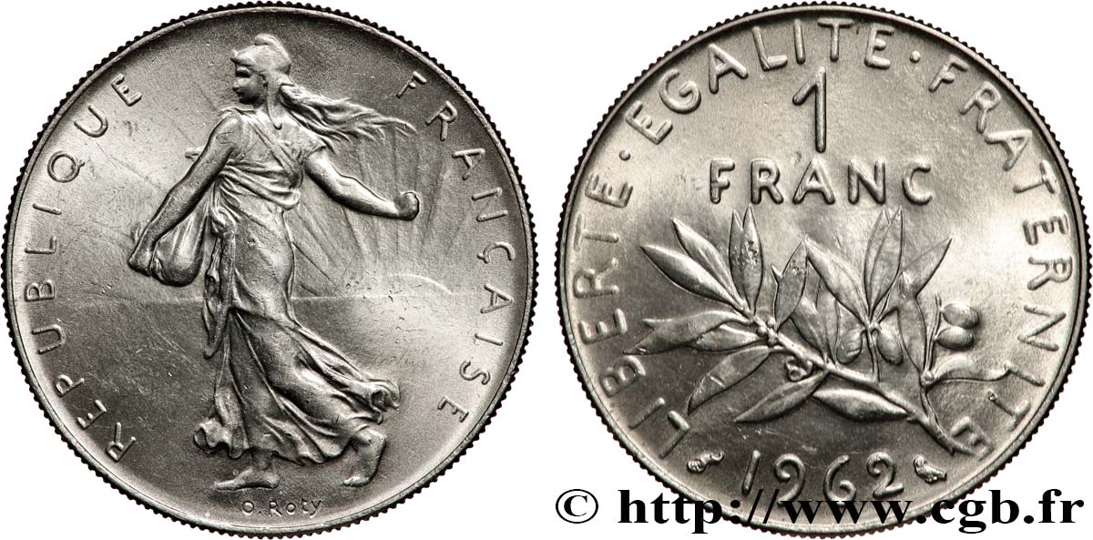 1 franc Semeuse, nickel 1962 Paris F.226/7 VZ62 GENI