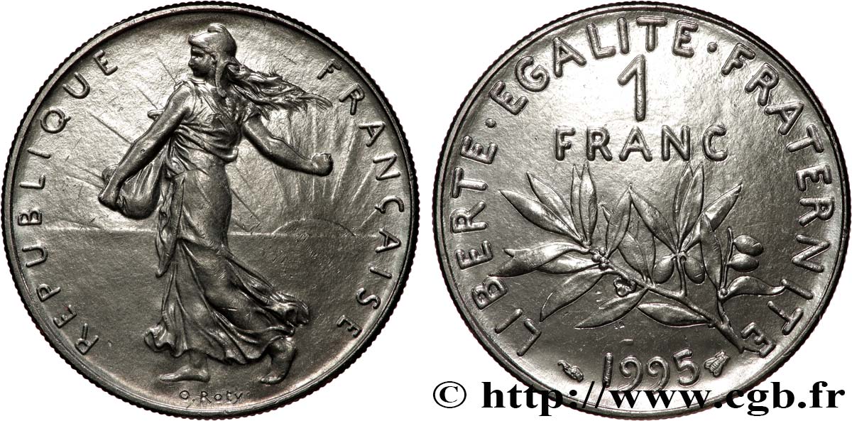 1 franc Semeuse, nickel, Brillant Universel 1995 Pessac F.226/43 MS63 