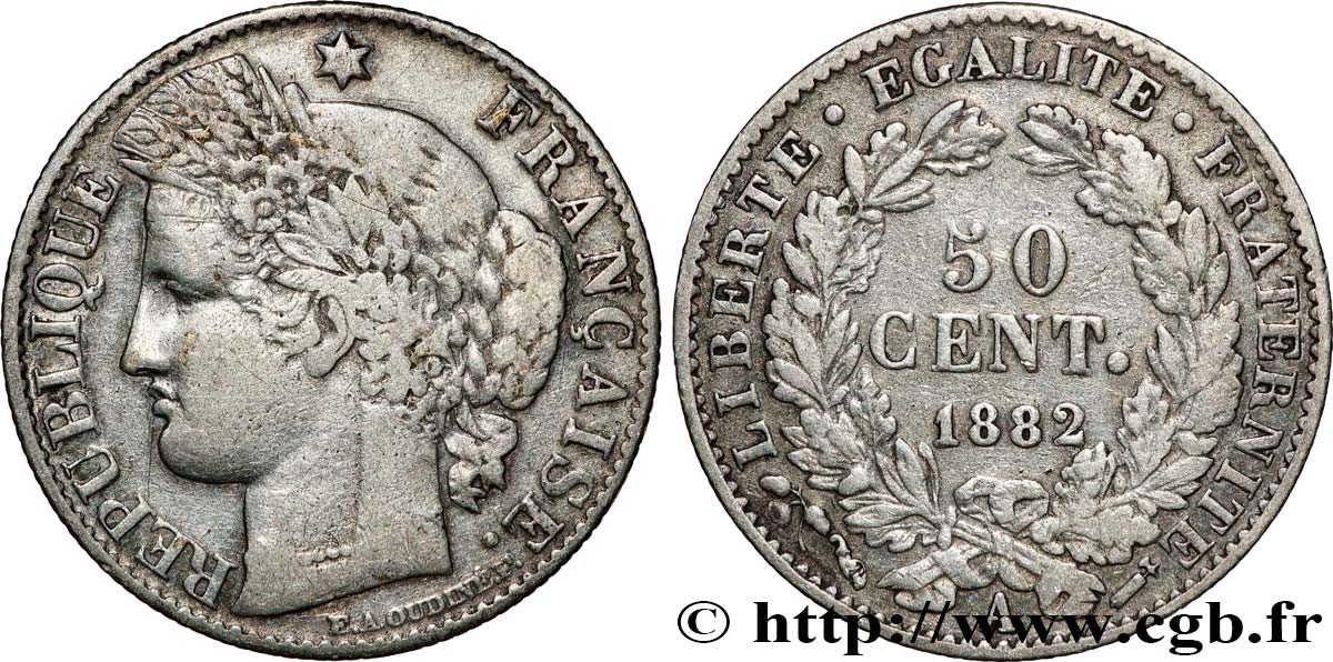 50 centimes Cérès, IIIe République 1882 Paris F.189/10 MB 